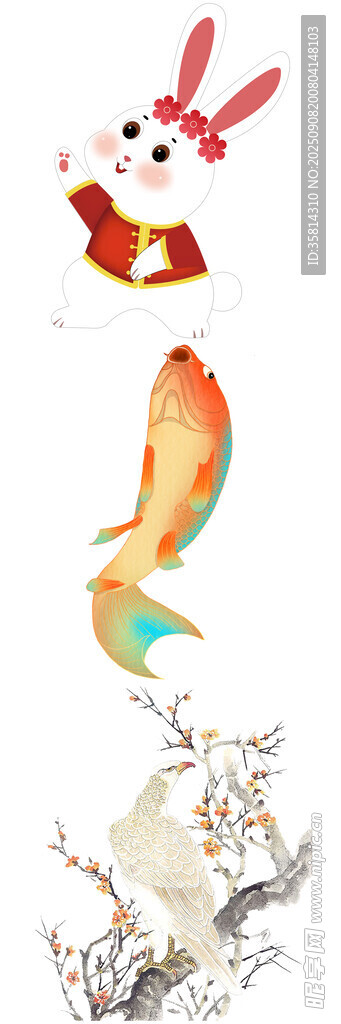 兔子与奇幻元素插画