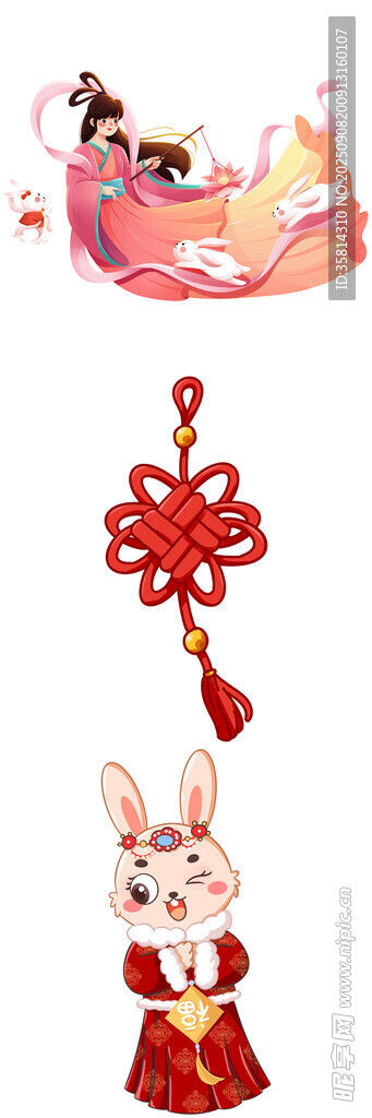 兔年喜庆挂饰与可爱兔形象