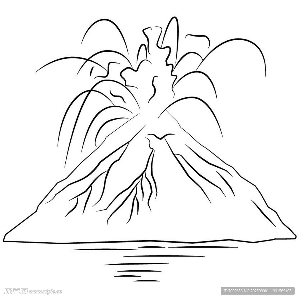 火山喷发简笔画