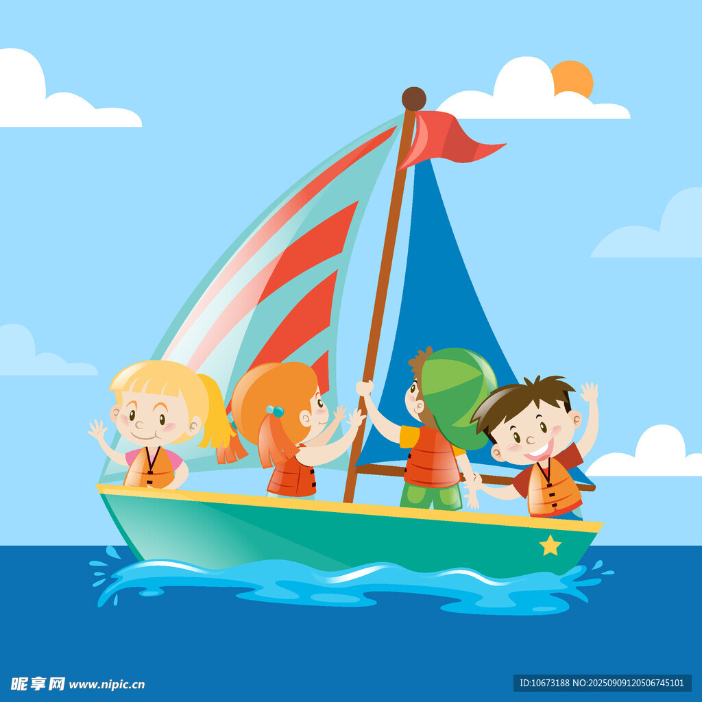 儿童乘船快乐海上之旅