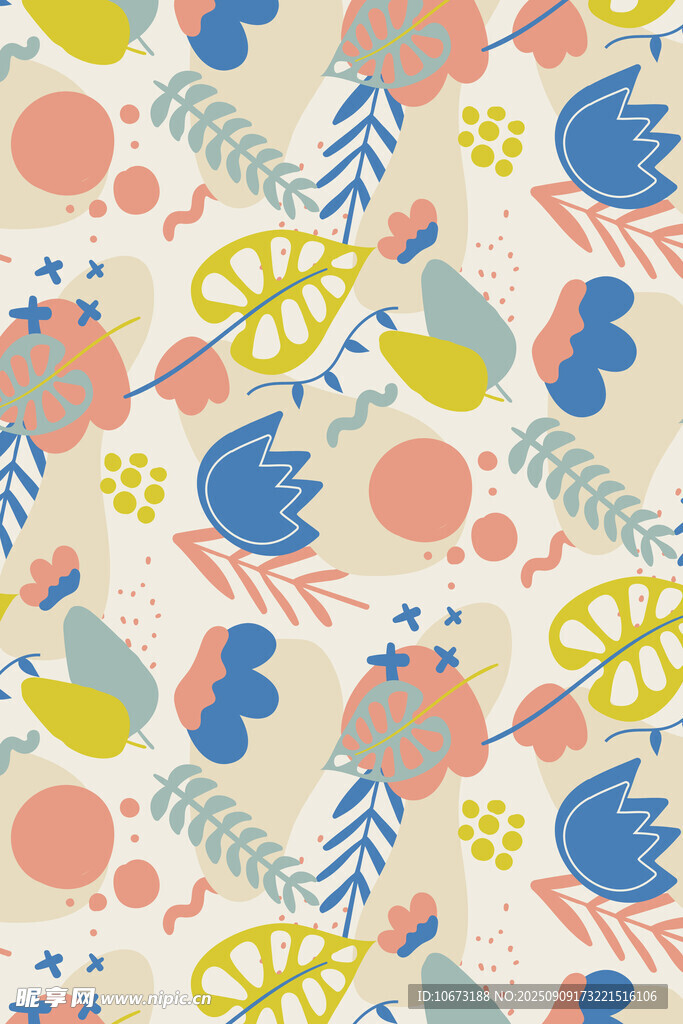 可爱动物花卉图案背景