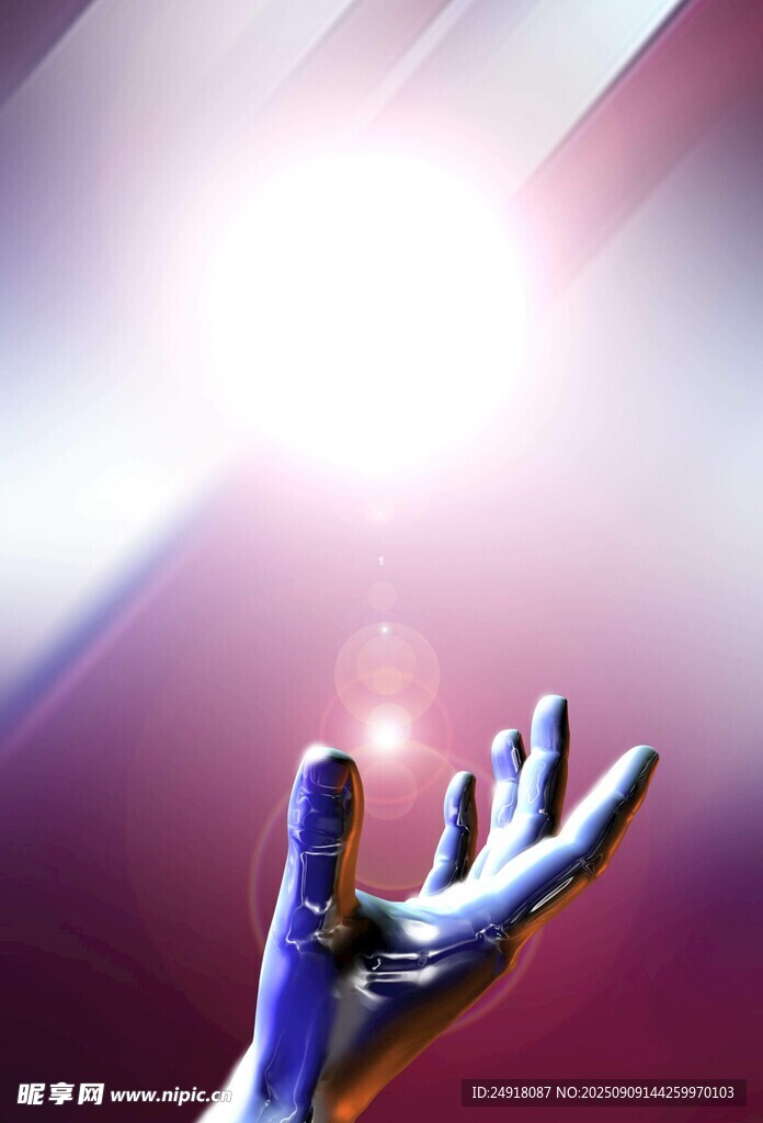 科幻手影 触碰未知光芒