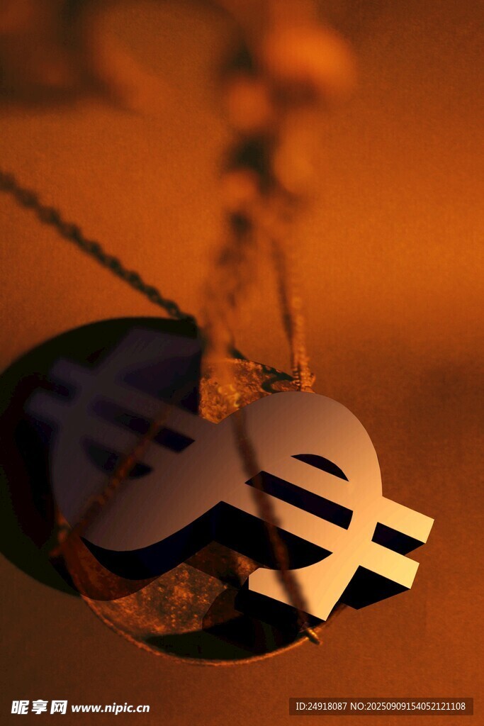 金属货币项链特写