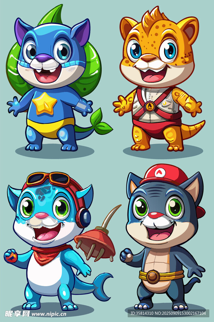 可爱动物超级英雄形象