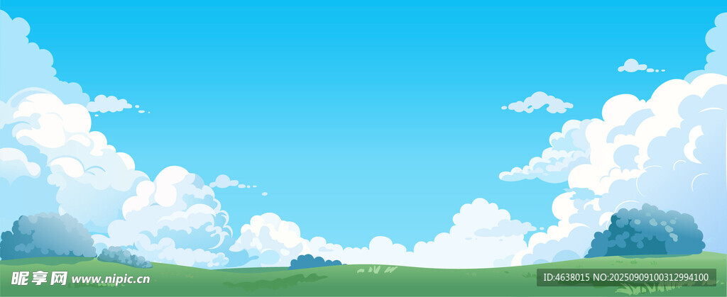 蓝天白云草地插图