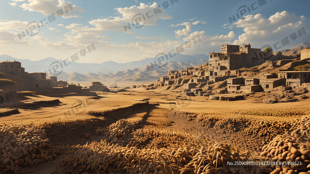 一幅陕北黄土高原上种满谷子