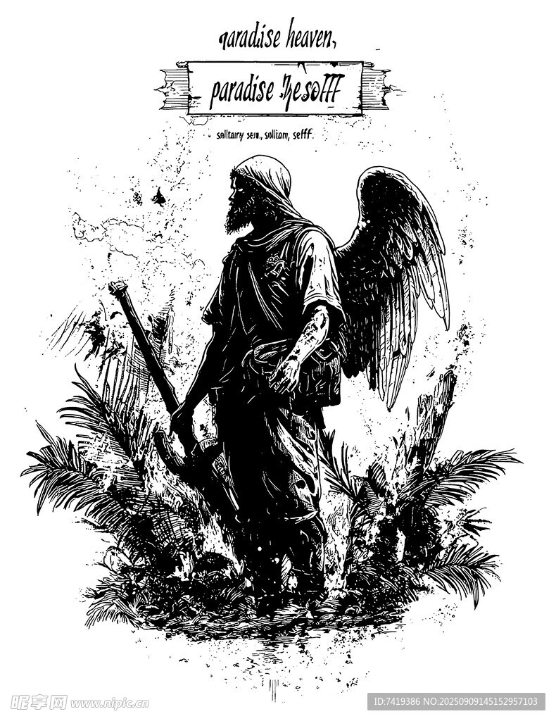 单色人物印花图