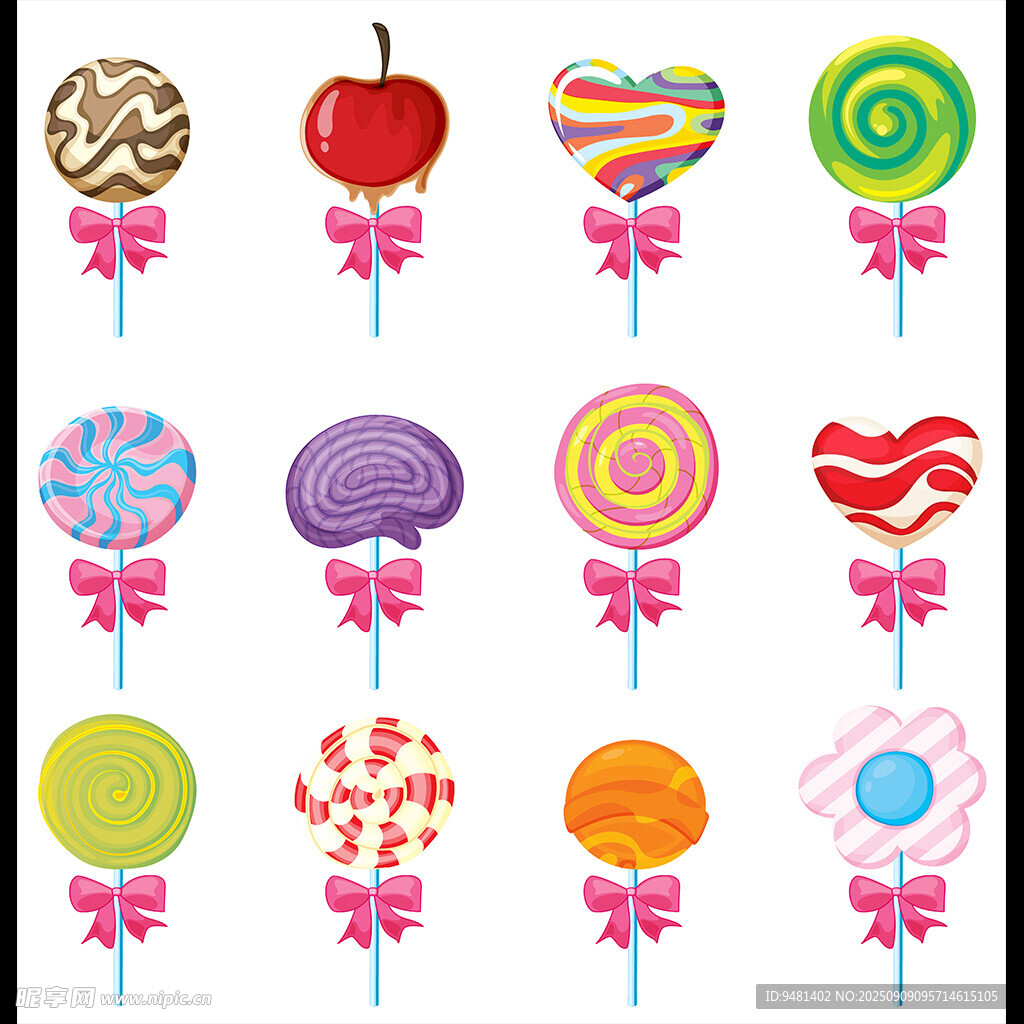 多彩可爱棒棒糖插画集合