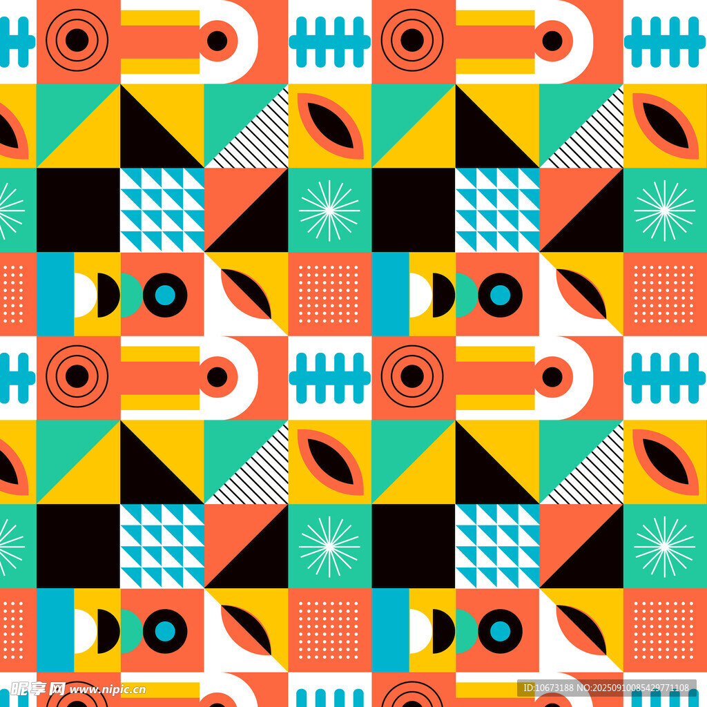 几何图案拼接多彩背景图