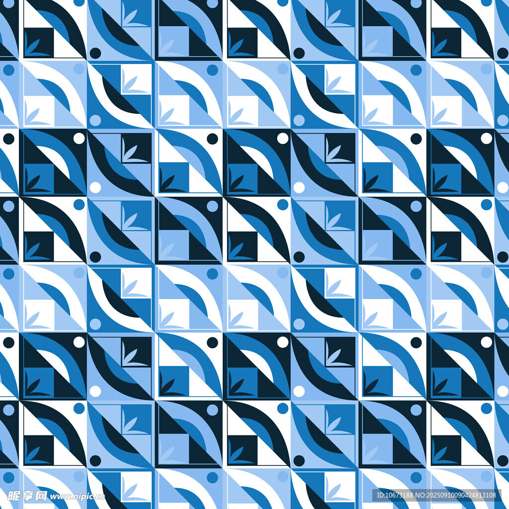 蓝白几何图案无缝背景