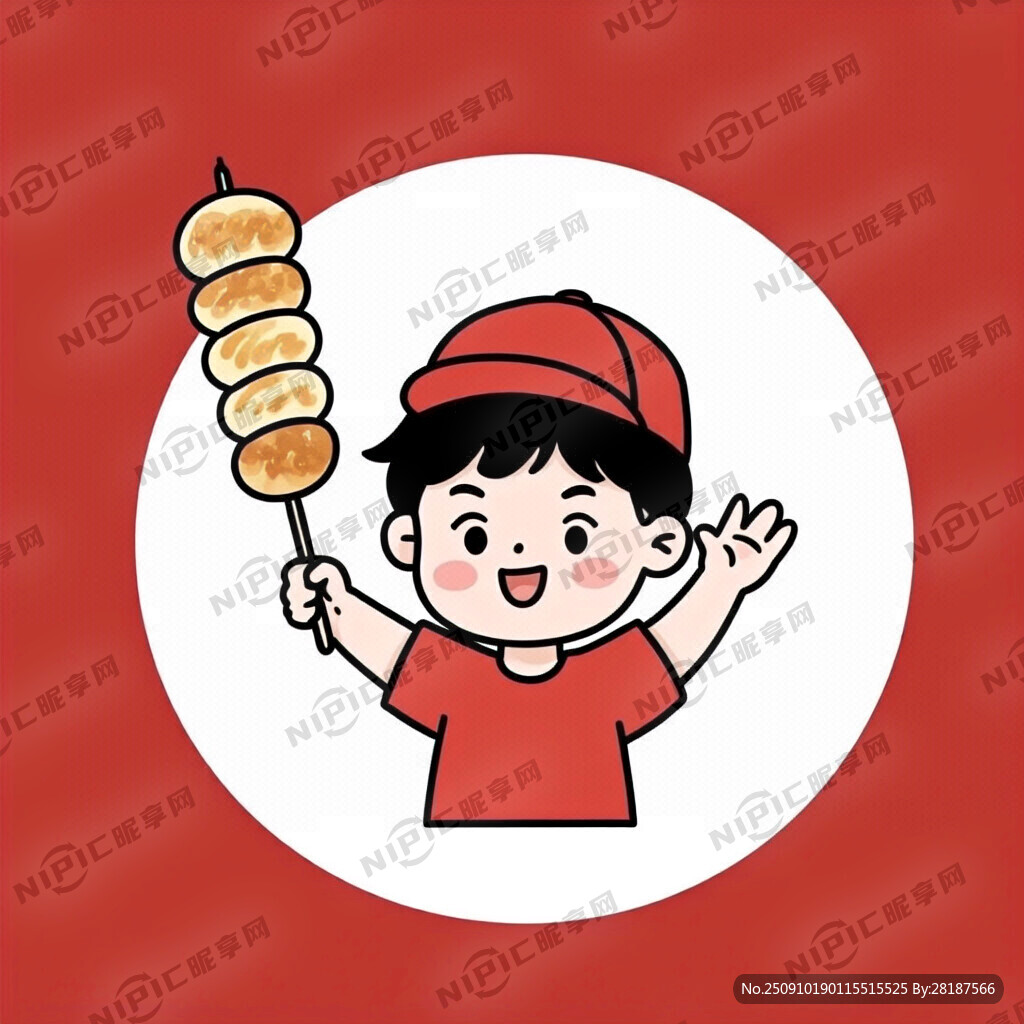 炸串店员动漫人物 店员招手迎接