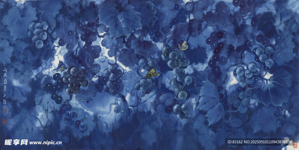 蓝色抽象纹理背景画面