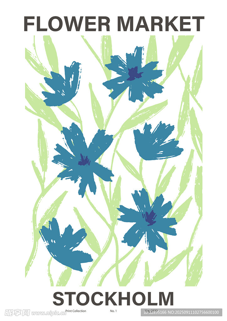 斯德哥尔摩花卉市场插画