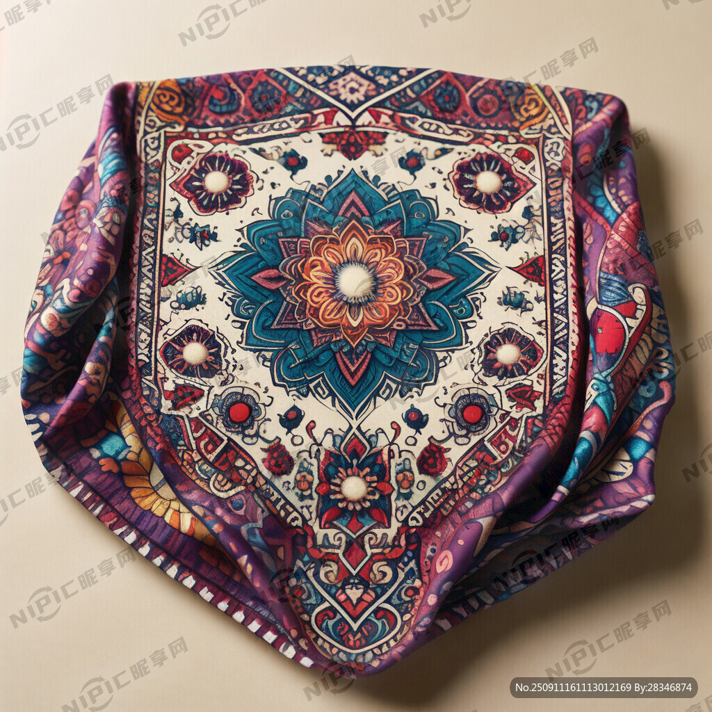 彩蛋元素的正方形围巾设计稿