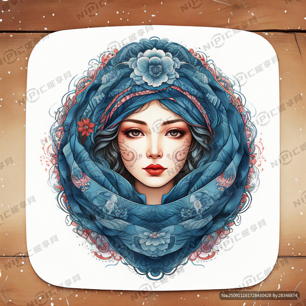 母亲节元素的正方形围巾数码印花