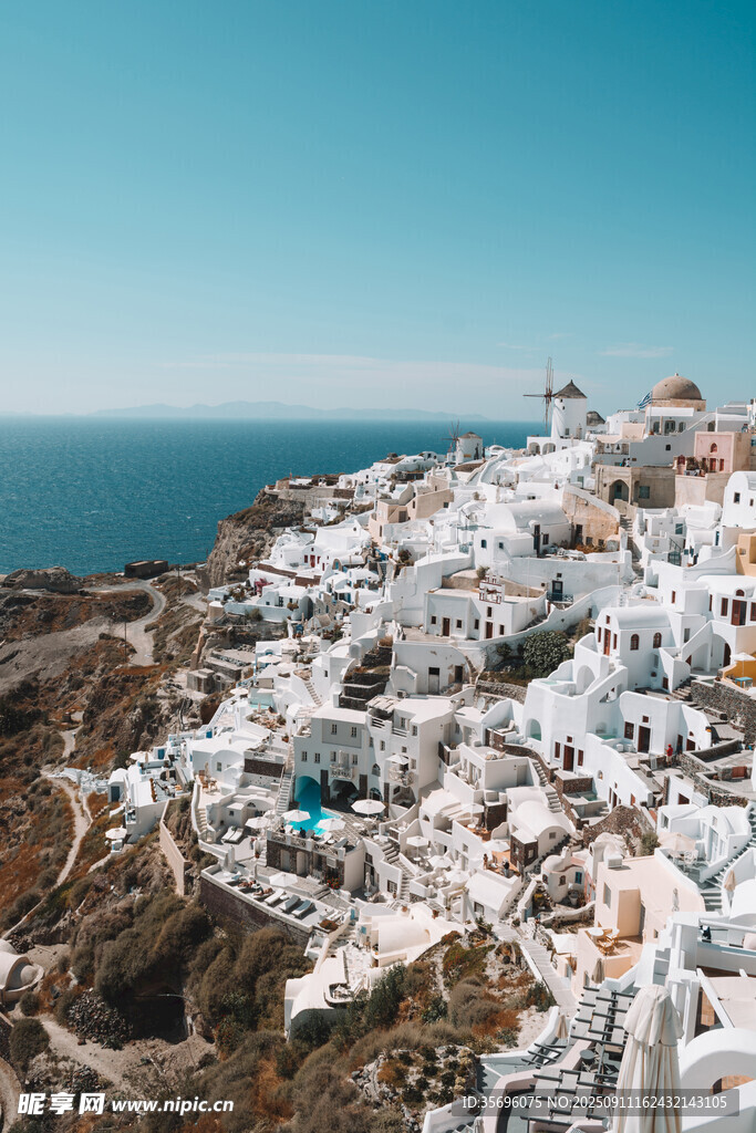圣托里尼白色小镇海景