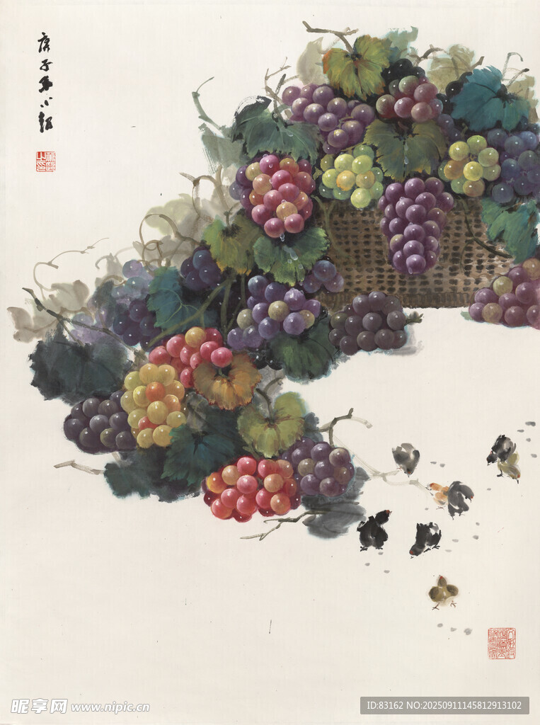 葡萄藤下群蜂忙