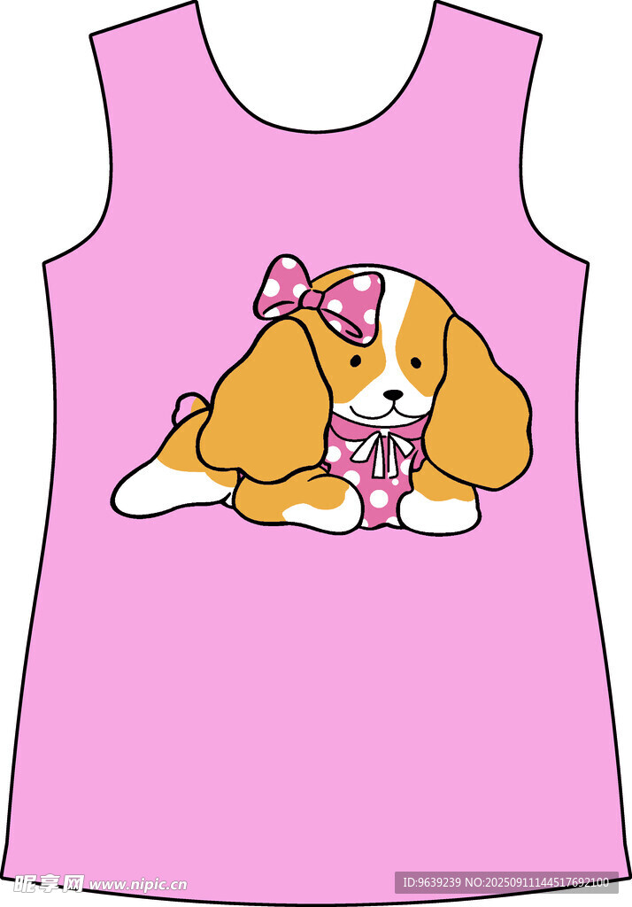 粉色小狗图案女童背心