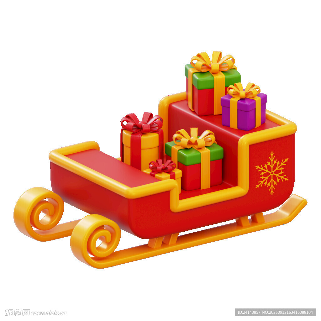 圣诞雪橇满载精美礼物