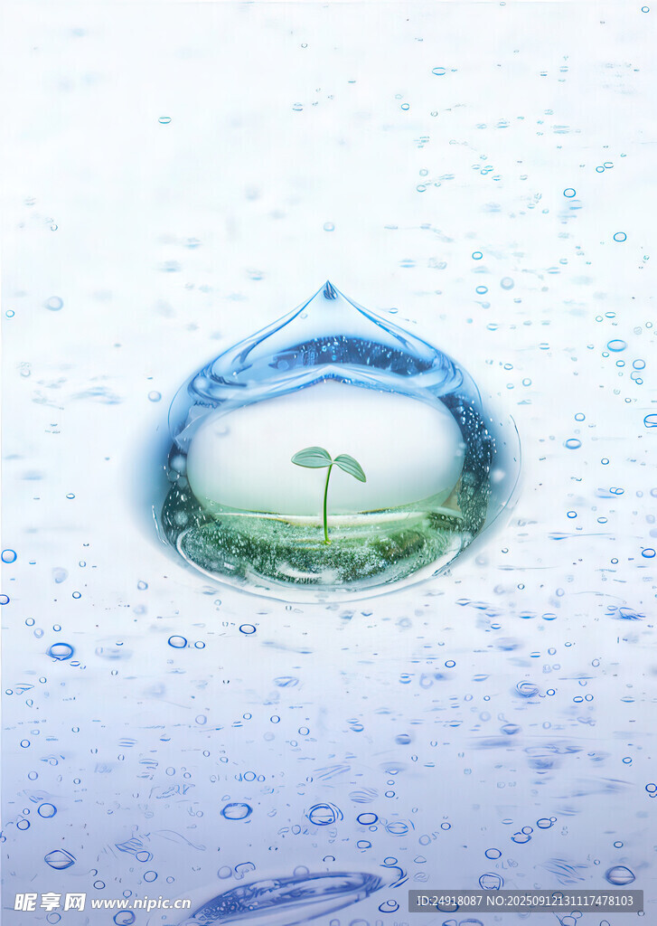 水滴中的绿色世界