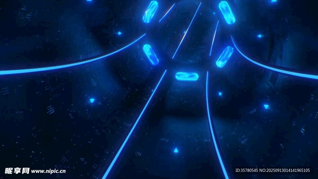 4K蓝色炫光科技感线条图案