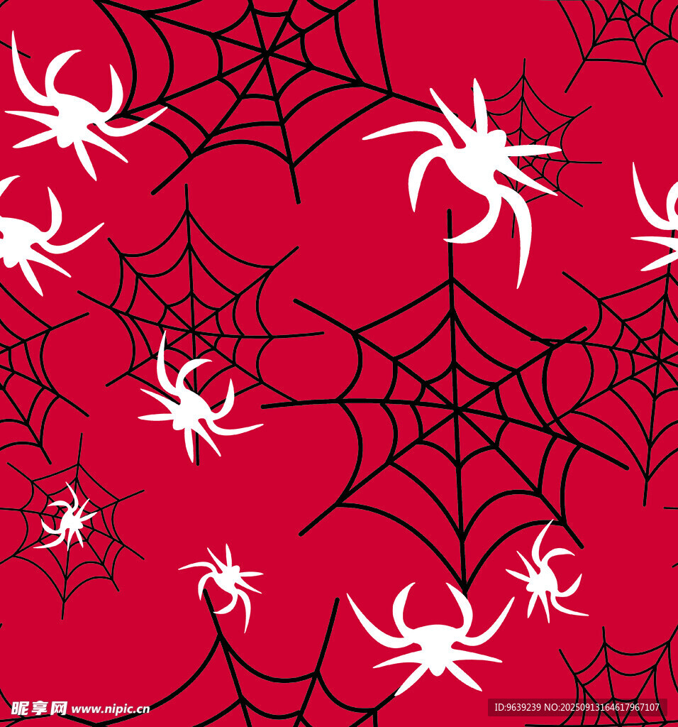 红色背景蜘蛛与蛛网图案