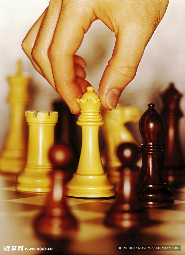 手挪棋子于棋盘之上