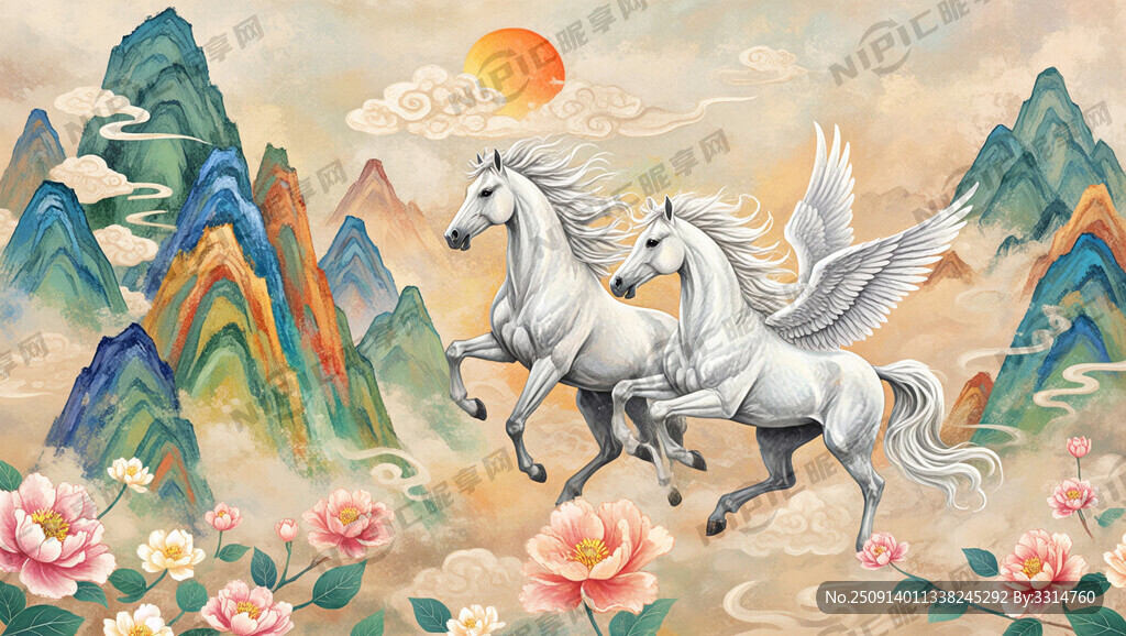 半身马 大头马 带翅膀的白马