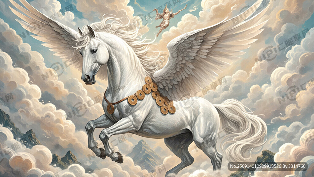 带翅膀的白马 大头马 祥云