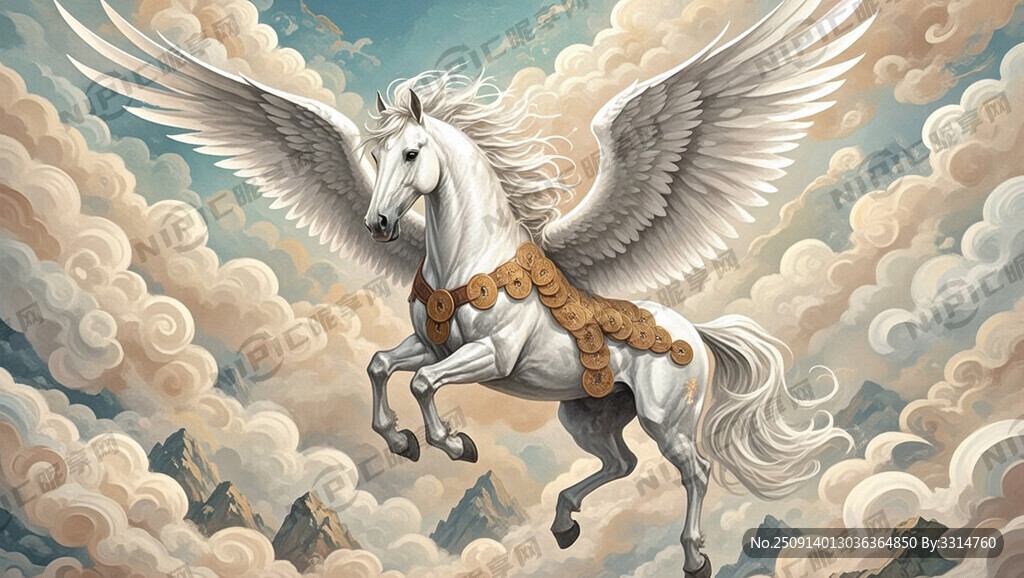 带翅膀的白马 大头马 祥云