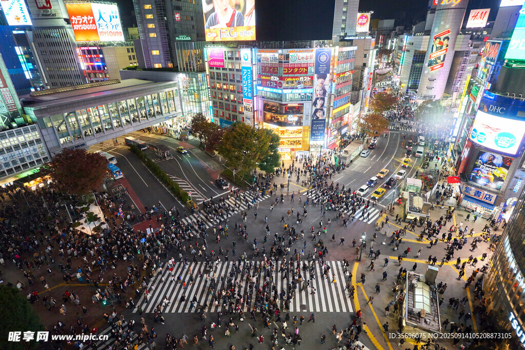 繁华都市街头热闹景象