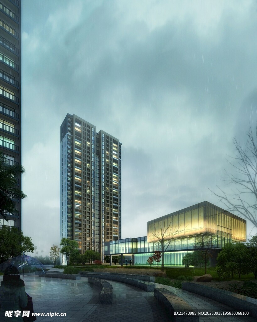 现代都市高层住宅景观