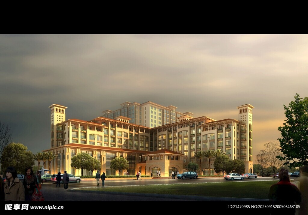 豪华酒店外观建筑效果图