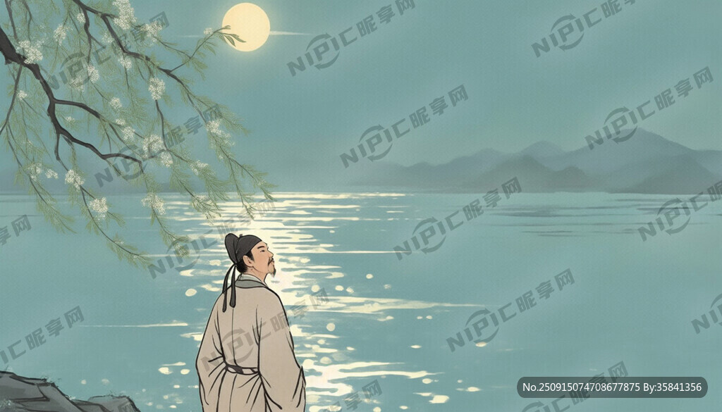 张若虚背影、春江花月夜、江面明