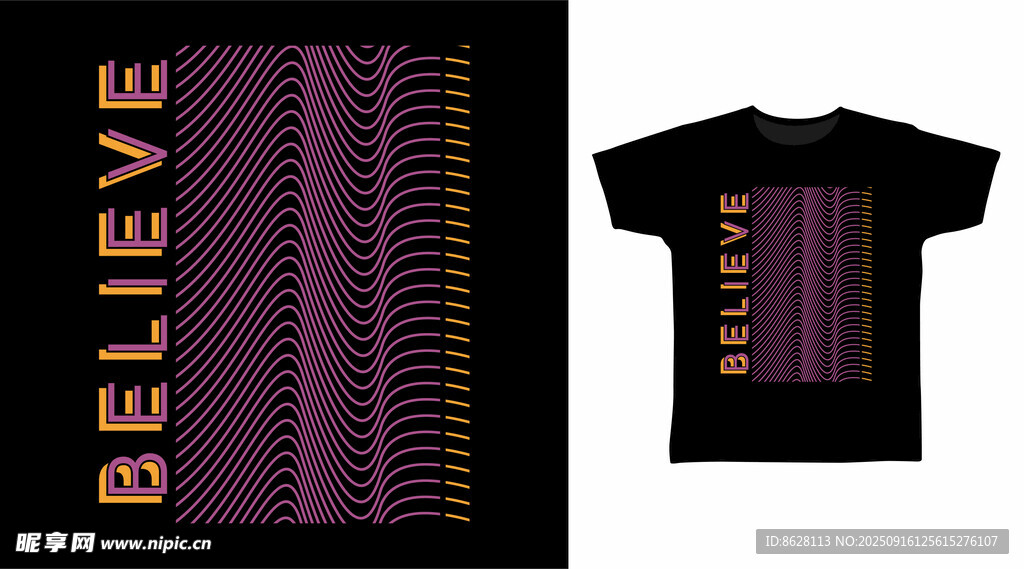 黑色T恤图案设计展示