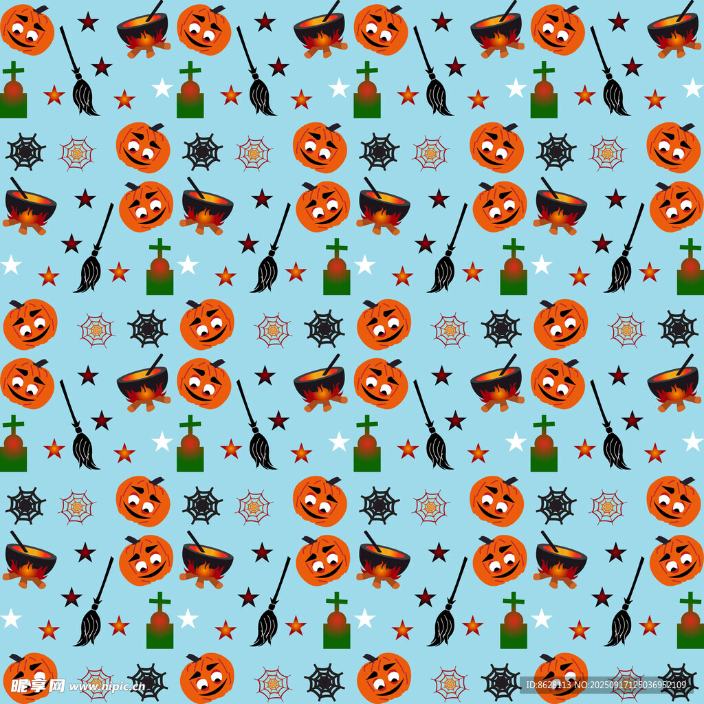 万圣节元素无缝图案背景