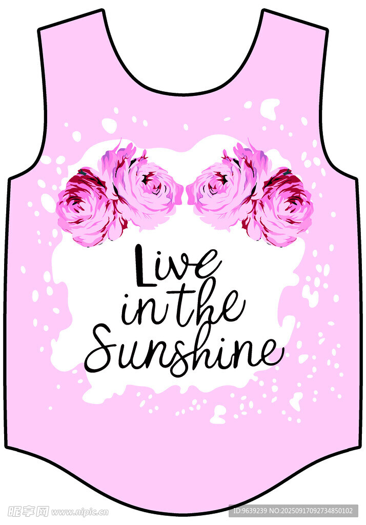 粉色花卉字母印花儿童背心