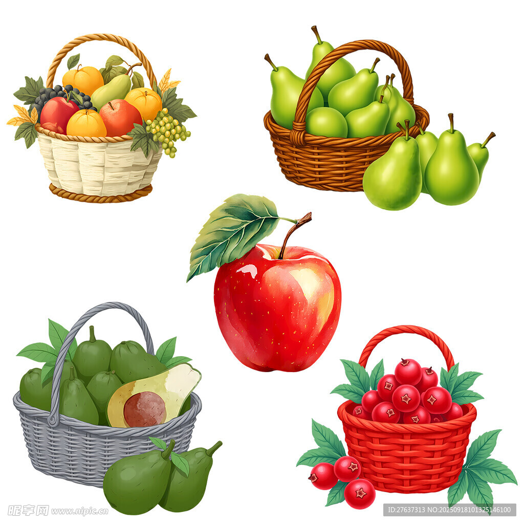 多彩水果篮与新鲜水果