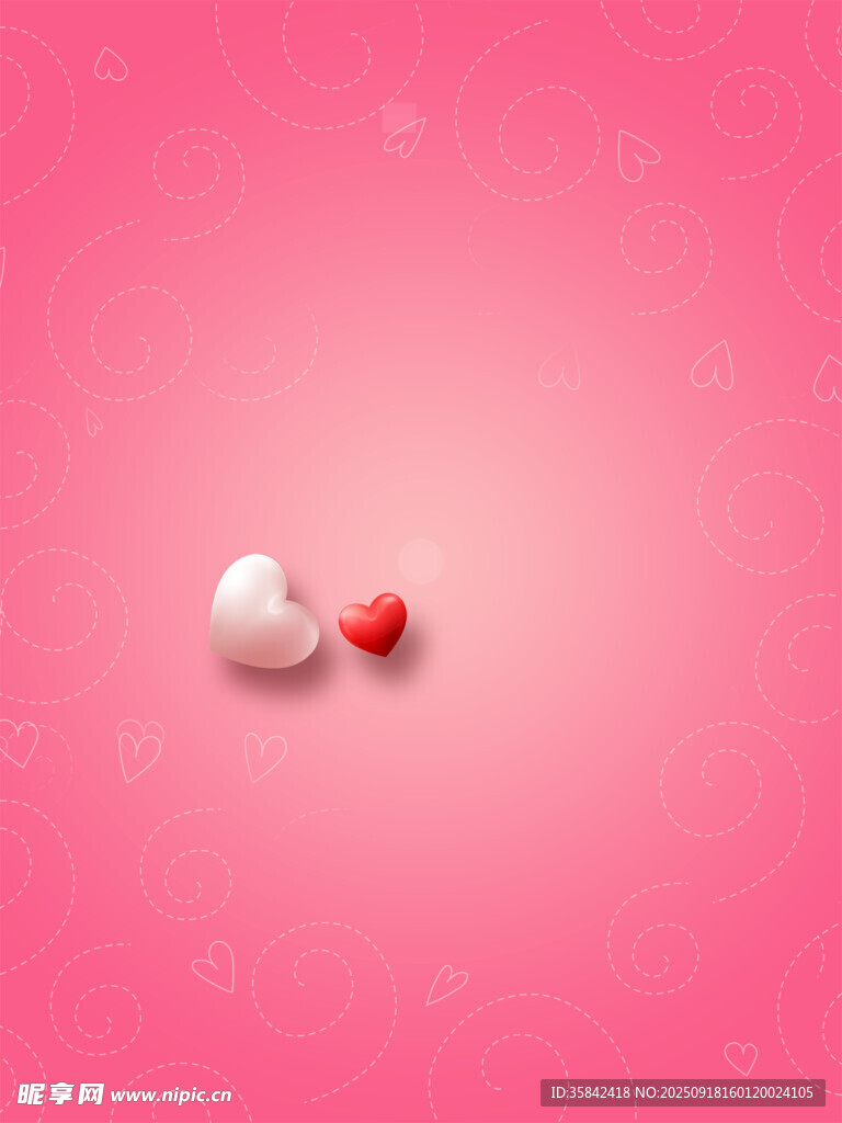 粉色背景上的两颗爱心