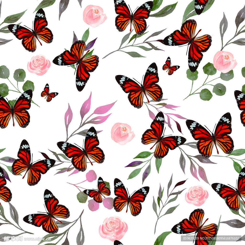 蝴蝶花卉图案背景设计