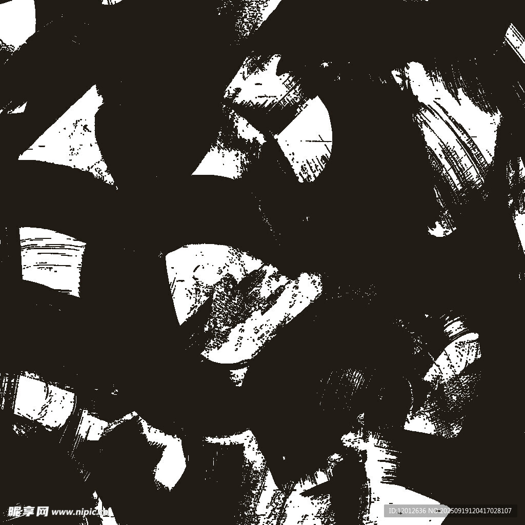 黑白抽象笔触纹理图案