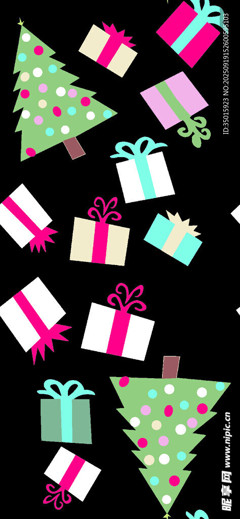 多彩圣诞礼物与圣诞树