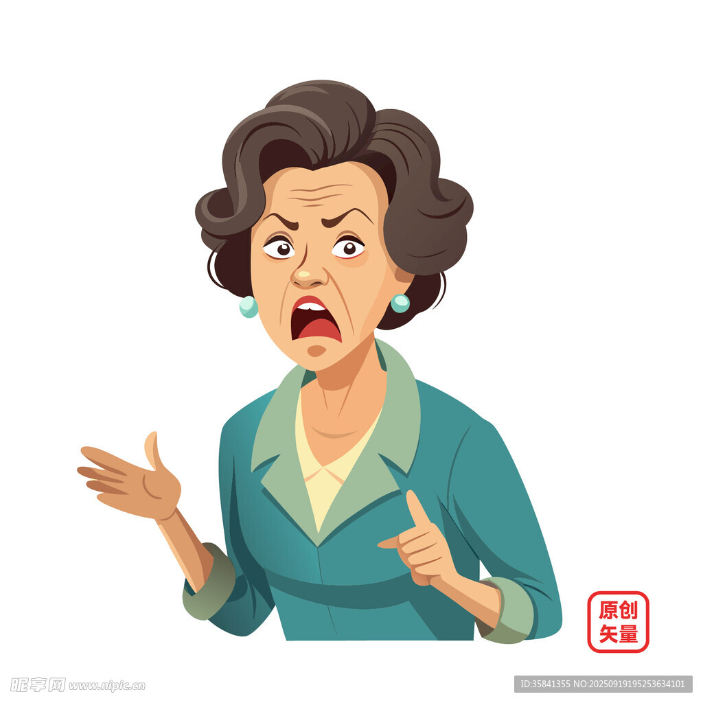 愤怒的老年女性情绪爆发