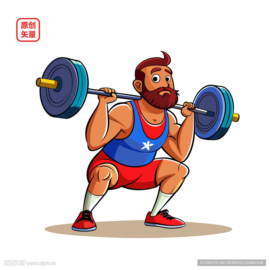 强壮男子举杠铃健身