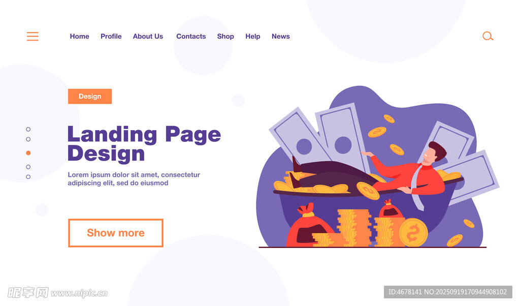 金融着陆页设计插画场景