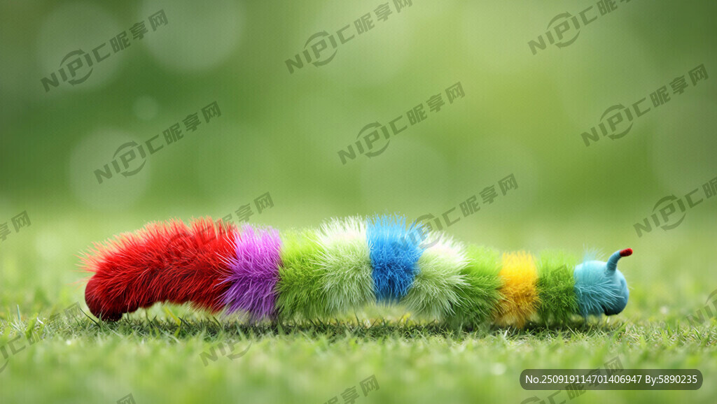 一条长长的卡通毛虫