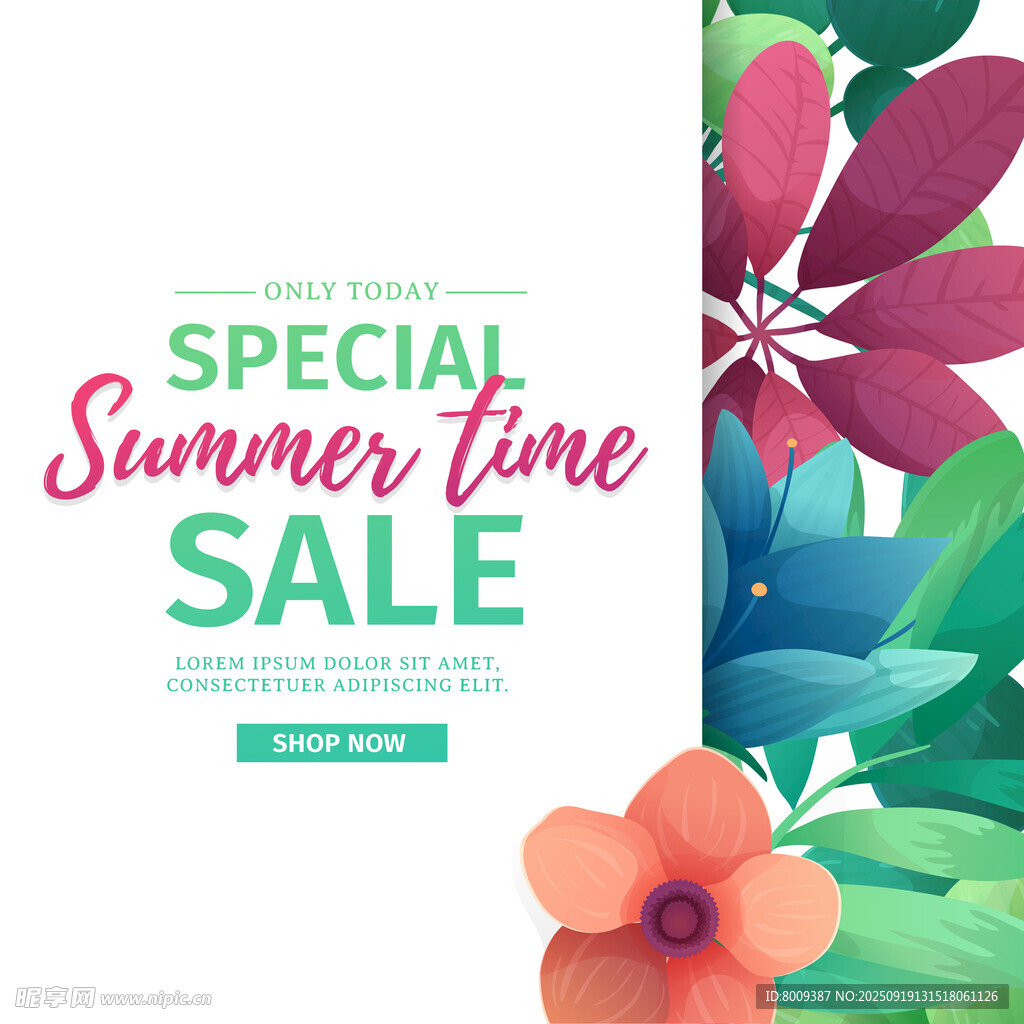 夏日特卖促销花卉海报