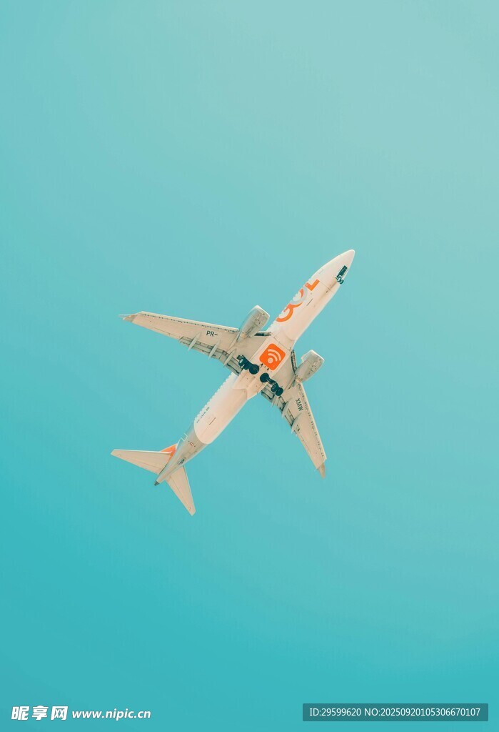 蓝天中翱翔的客机