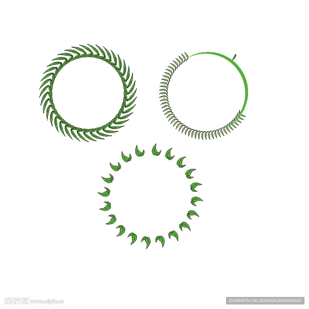 绿色植物环形装饰图案