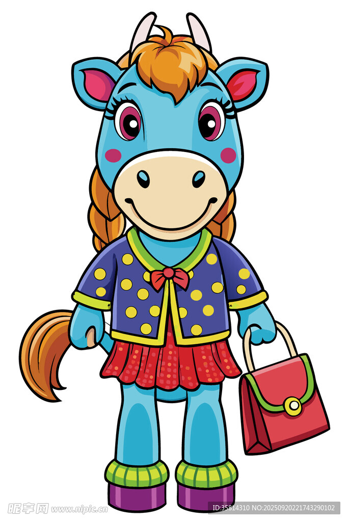 时尚装扮的卡通小马形象